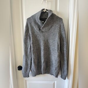 Men’s Banana Republic Gray Shawl Collar XL Pullover Wool Blend Sweater
